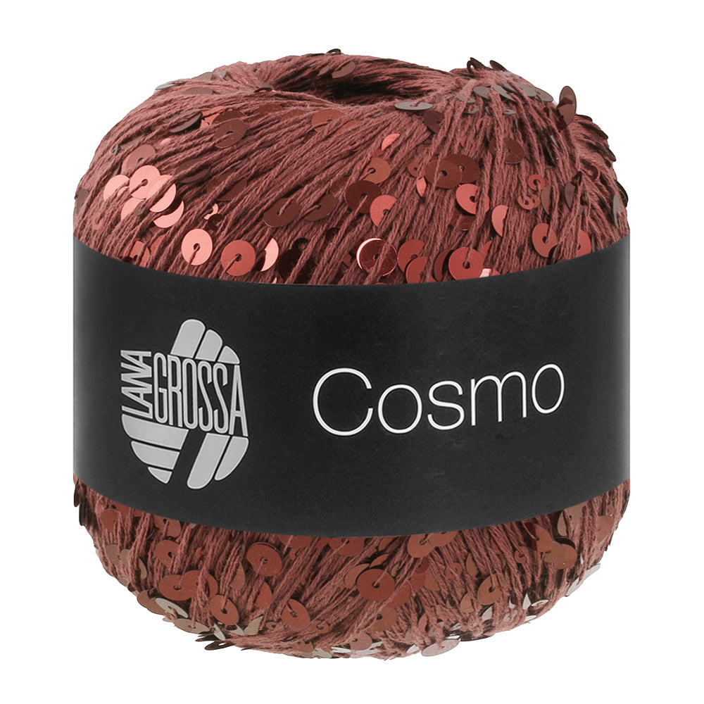 COSMO von LANA GROSSA – Farbe 25 Braunrot, 100-g-Knäuel mit Pailletten