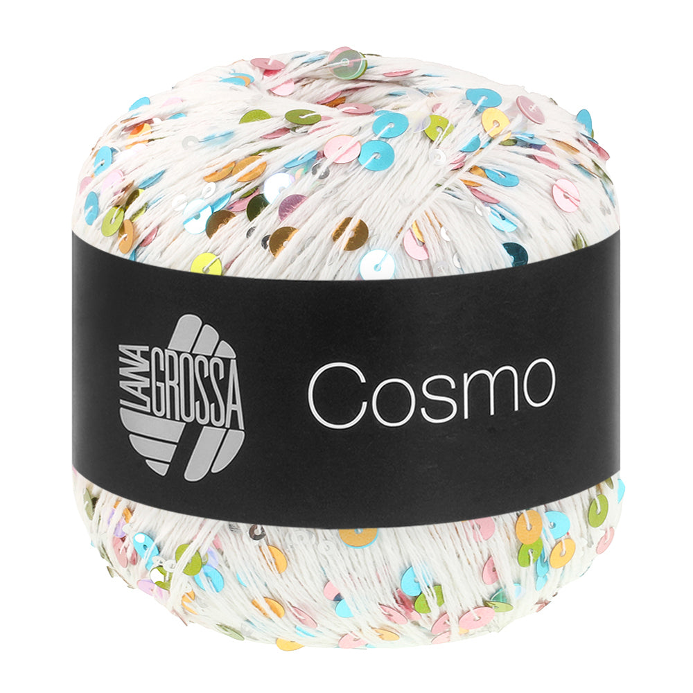 COSMO von LANA GROSSA – Farbe 38 Creme/Pailletten bunt, 100-g-Knäuel mit Pailletten
